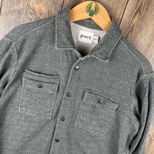 PACT Apparel Organic Knit Snap Down Shirt Jacket Organic Cotton Men Size Medium